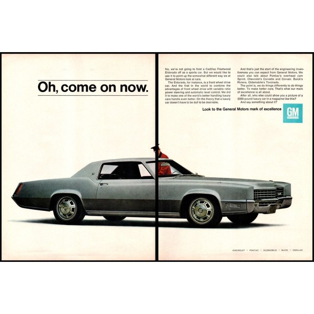 1967 Cadillac Fleetwood Eldorado Coupe Vintage Print Ad Classic Car Wall Art